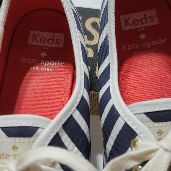 KATE SPADE KEDS FALL PREPPY COASTAL GRANDMA CASUAL NAVY BLUE STRIPES SNEAKERS  7 - Picture 15 of 16